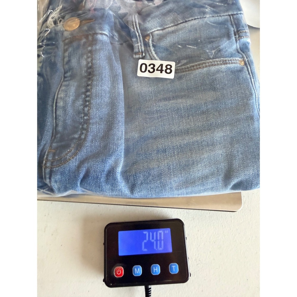 KUT from the Kloth Meg Wide Leg Jeans 8 Blue Raw Hem High Rise Coastal Boho - Picture 10 of 10